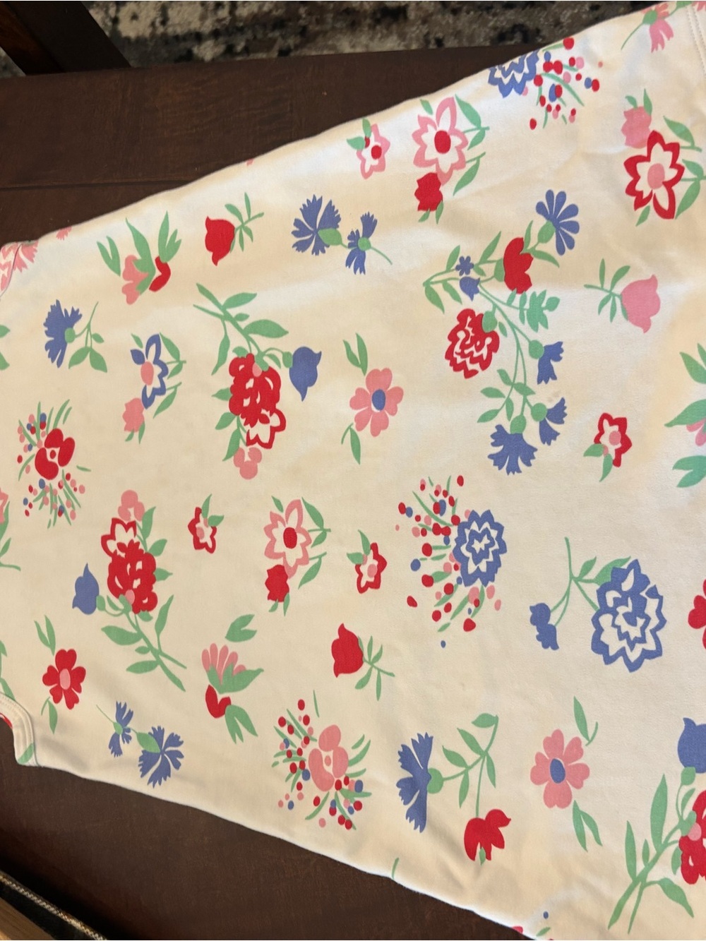 Beaufort Bonnett cotton dress in white with Red, Blue & Pink Flowers - Picture 2 of 6